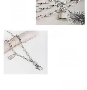 Detail of silver plated double layer metal pants chain with 360 degree rotating lobster clasp