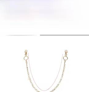 Close-up of golden hip hop chain belt showing 50cm length and 2cm width details