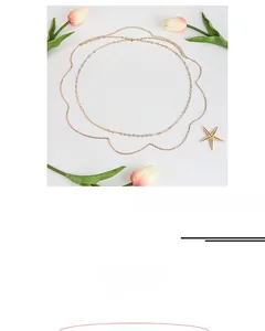 Detail of double-layer gold heart body chain with cutout links, size 75+25cm