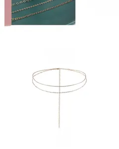 Close-up of double-layer golden heart-shaped metal waist chain with adjustable length link