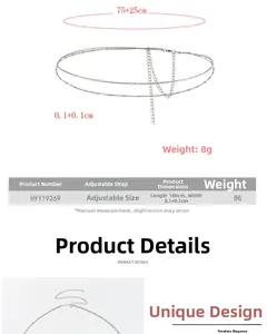Détail de la chaîne de taille argentée ajustable à double couche d'une longueur de 100cm