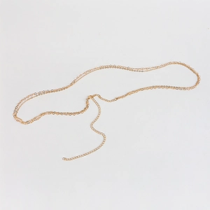 Double-layered golden heart metal body chain for women with adjustable length link chain