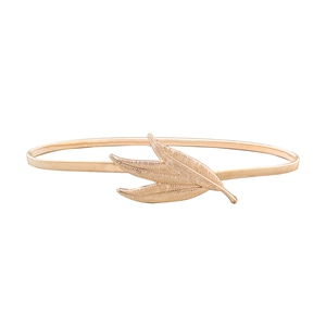 Elegant gold metal waist chain for women with delicate triple leaf buckle design