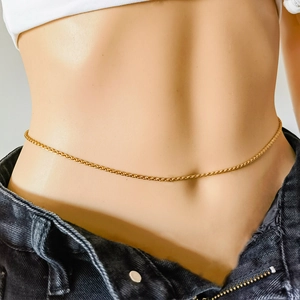Sexy Catena del Corpo in Lega d'Oro da Donna Estate Spiaggia Bikini Catena da Vita Minimalista Stile Punk Gioielli in Metallo Regolabili