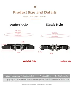 Tableau des tailles montrant les dimensions de la ceinture punk vintage et des boucles