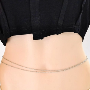 Chaîne de Taille Sexy en Alliage d'Argent à Double Couche Bijoux de Corps Ajustables pour Femmes Bikini Plage Fête Chaîne Ventre