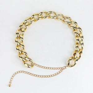 Punk style chunky gold chain waist belt for women with adjustable lobster clasp links