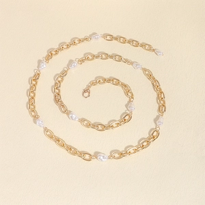 Modische goldene Metall-Taillenkette mit Barockperlen für Sommer-Strandkleider