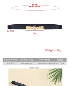 Detailed size guide for adjustable women's elastic belt with Chinese knot buckle