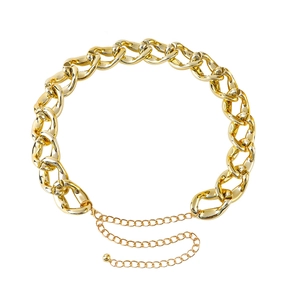 Golden chunky link waist chain with adjustable extender for women's winter coats