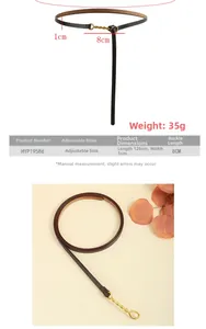 Dettagli su larghezza 1 cm e lunghezza 126 cm della cintura sottile in pelle e fibbia