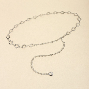 Chaîne de Taille Femme Fleur Ajourée Ceinture à Maillons en Métal Réglable Argent Accessoire Mode pour Jeans Robes Bijoux