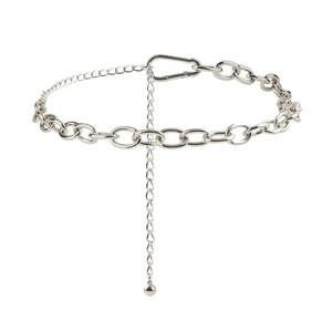 Silver metal waist chain belt with mixed link style and adjustable lobster clasp for dresses