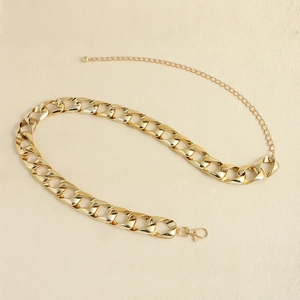Goldene grobe Acryl-Gliederkette als Taillengürtel mit Karabinerverschluss für Jeans