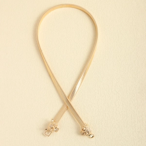 Elegant gold metal waist chain belt with vintage leopard head buckle for dresses