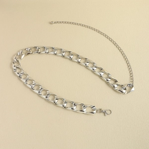 Makroaufnahme einer silbernen Acryl-Metall-Hüftkette mit verstellbarem Karabinerverschluss