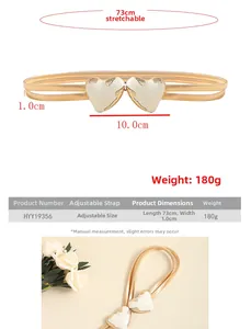 Tabella taglie dettagliata che mostra lunghezza 73cm e larghezza 1.0cm per la cintura elastica