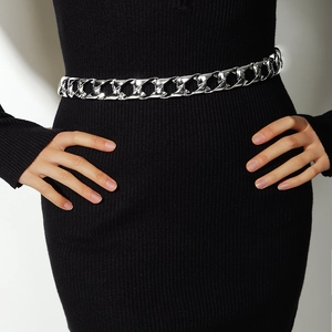 Punk-Stil klobige silberne Acryl- und Metallketten-Hüftgürtel für modisches Styling