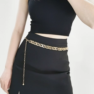 Elegant Metal Chain Belt Women Minimalist Alloy Waist Chain Interlocking Rings Infinity Design Adjustable Link Belt Fashion Accessory