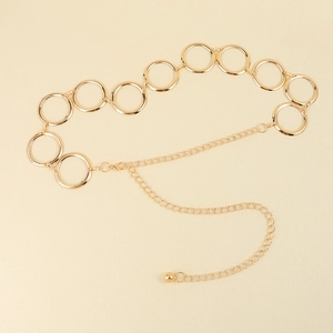 Ceinture chaîne dorée en métal avec de grands anneaux géométriques et chaînette réglable