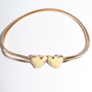 Cintura dorata a doppia molla con fibbia a cuore color crema per abiti da donna