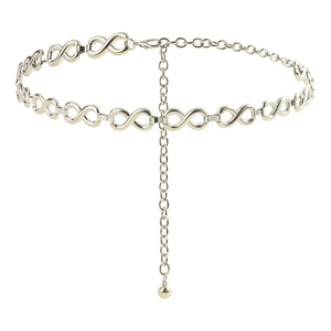 Silver metal waist chain with infinity link design and adjustable lobster clasp closure