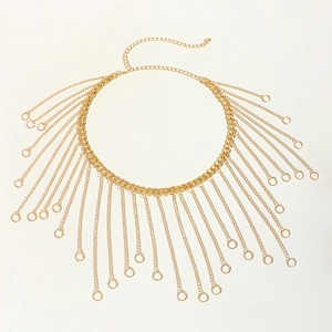 Sexy gold layered body chain with fringe tassels and circle pendants for beach wear
