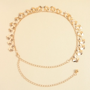 Golden flower waist chain belt with hollow plum pendants and adjustable tassel link