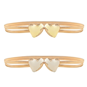 Cintura a Catena in Metallo Elastico Dorato da Donna in Stile Francese Vintage Con Fibbia a Doppio Cuore Per Abiti Cintura a Molla