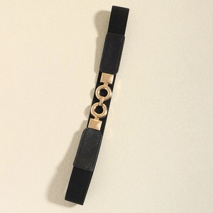 Ceinture élastique noire pour femme avec boucle dorée élégante pour robe chic