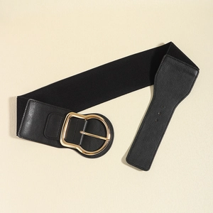 Ceinture large élastique pour femme avec boucle en fer à cheval pour robes et manteaux