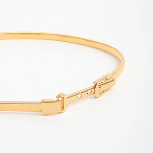 Chic gold elastic metal waist belt with pin buckle for dresses and suits decoration