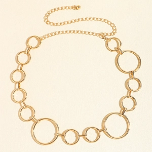 Eleganter Taillenkette aus Goldmetall mit geometrischen Ringen und verstellbarem Verschluss