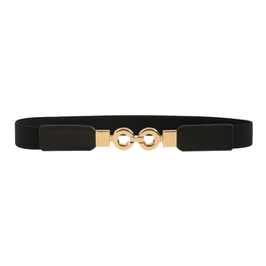 Ceinture élastique noire pour femme avec une boucle dorée emboîtable élégante