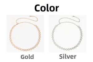 Detailed comparison of gold and silver metallic linked circle waist belts for dresses