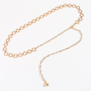 Elegant gold geometric circle waist belt chain with adjustable clasp for women dresses