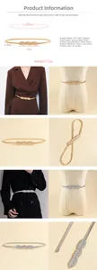Detail of elastic spring waist chain with gold leaf buckle on a professional mannequin