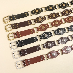 Cinture larghe bohémien in pelle PU stile Western Y2K con fibbie metalliche e borchie vintage