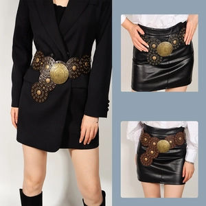 Ceinture large en cuir style Western avec boucle baroque vintage pour robes de femme