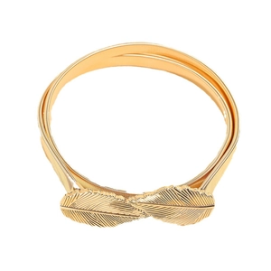 Elegant gold leaf spring waist belt with metallic snake chain for women dresses