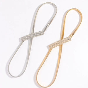 Ceintures dorées et argentées en métal élastique avec boucles ornées de strass brillants