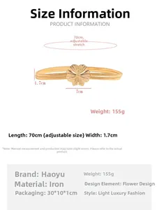 Tableau des tailles détaillé pour ceinture élastique en métal à boucle fleur