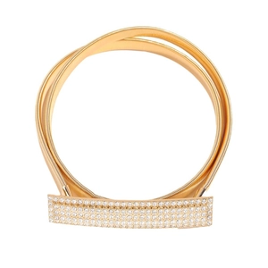 Ceinture élastique dorée pour femme avec boucle rectangulaire sertie de strass brillants