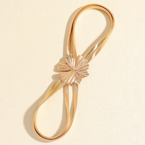 Ceinture élastique en métal doré avec boucle florale élégante pour robes et jupes