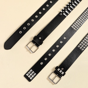 Punk Style Rivet Bullet Decoration Black PU Leather Belt Y2K Hip Hop Rock Waistband For Jeans Four Seasons Fashion Accessory