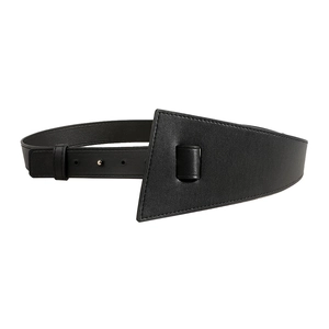 Ceinture large noire pour femme avec coupe géométrique asymétrique pour robes