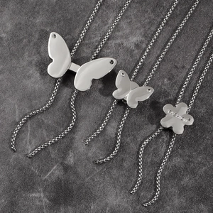 Chaîne de Taille Femme en Métal Réglable Papillon Fleur Ceinture Minimaliste Argent Collier Long Multi-usage Bijoux