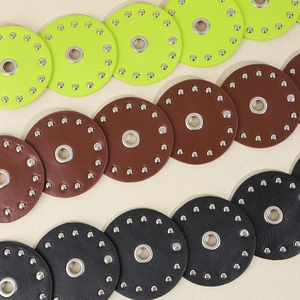 Western style PU leather belt parts with metal rivets and eyelets in assorted colors