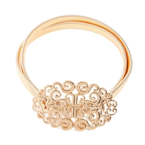 Ceinture élastique en métal doré pour femme avec boucle ciselée élégante pour robe chic