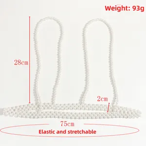 Detailweergave van parelketting met gewicht van 93g en elastische bandlengte van 75cm